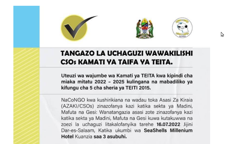 Tangazo la Uchaguzi wa Wawakilishi wa AZAKI Kamati ya Taifa ya TEITA